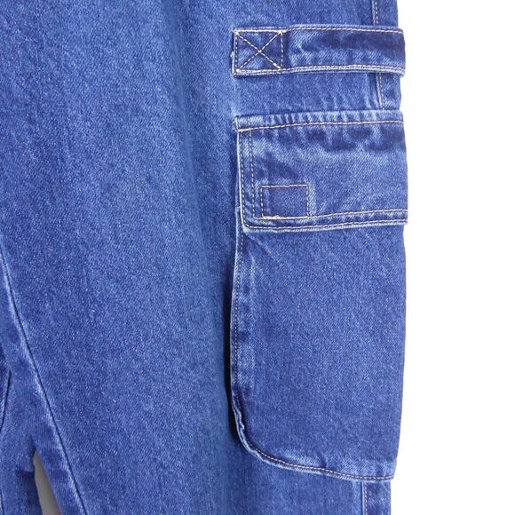 Forever 21 Denim Jogger Pants Womens SZ S Cargo Pockets High Rise Elastic Waist - Picture 4 of 16